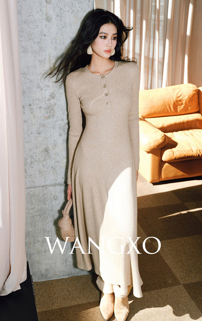 WANGXO | Elegant Maxi Long Sleeve Dress - VIDA.