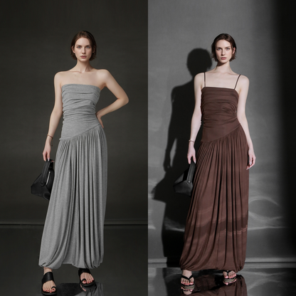 PIAOIN design pleated bandeau  women's cross-cut premium sundress -ARABELLA