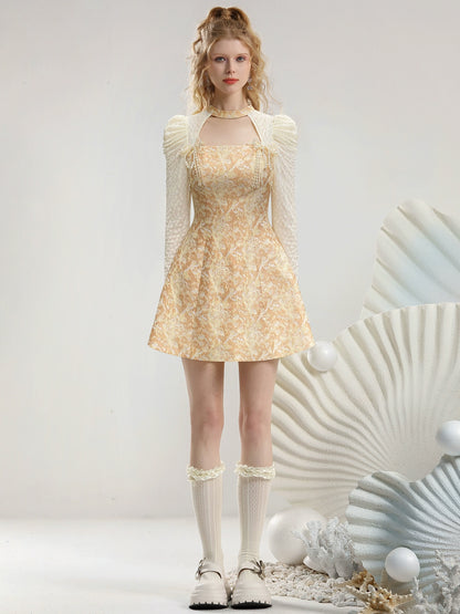 CHECOCRE Stubble new bow decoration waist long sleeve court style dress - WING.