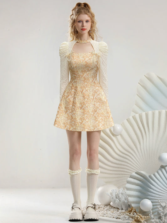 CHECOCRE Stubble new bow decoration waist long sleeve court style dress - WING.