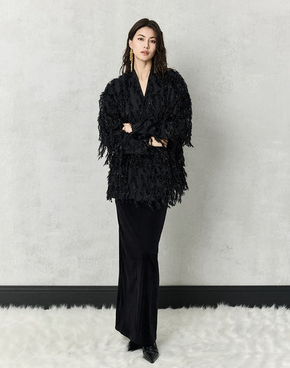 HECO Three-dimensional Tassel Fashion Top Shirt Women - flesh.