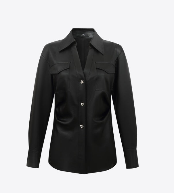 COMME MOI Lu Yan designer waist shirt triacetate commuter shirt top - NOVA.