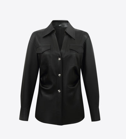 COMME MOI Lu Yan designer waist shirt triacetate commuter shirt top - NOVA.