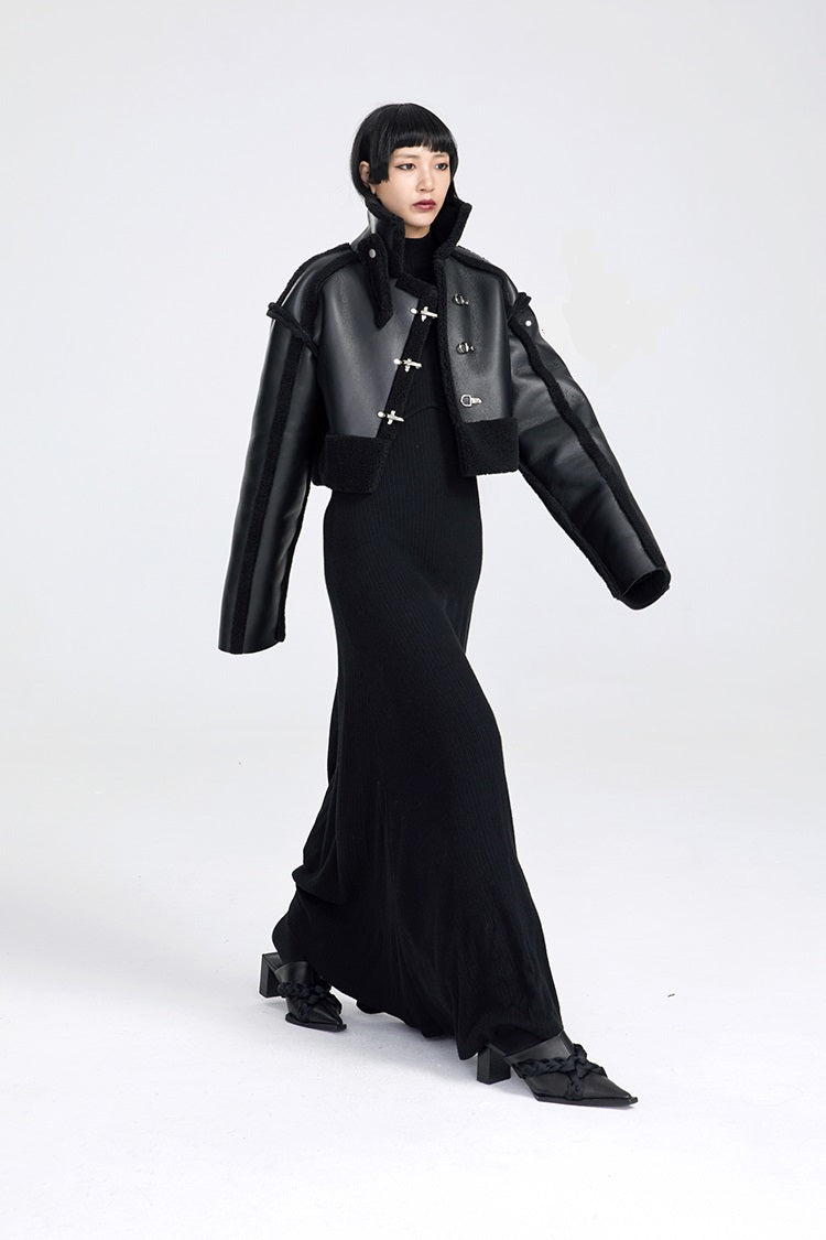 TINYIN slim swing maxi knit dress with cut-out stitching -KOKO