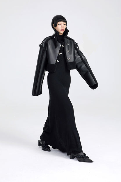 TINYIN slim swing maxi knit dress with cut-out stitching -KOKO