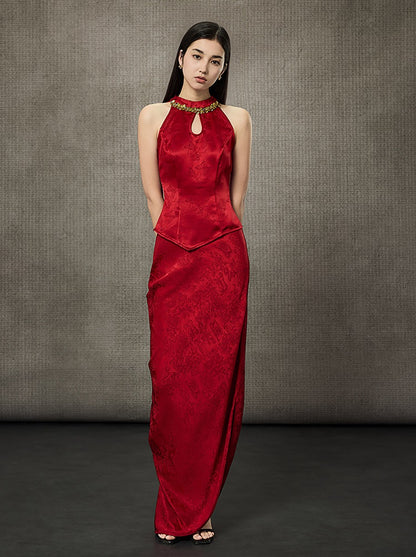 HECO Hollow Lace Temperament Off-the-shoulder Vest- WHOLE.