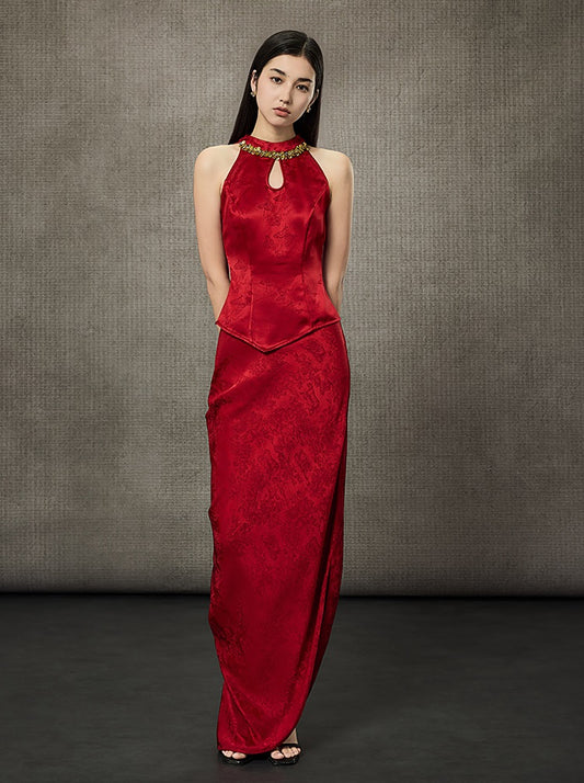 HECO Hollow Lace Temperament Off-the-shoulder Vest- WHOLE.