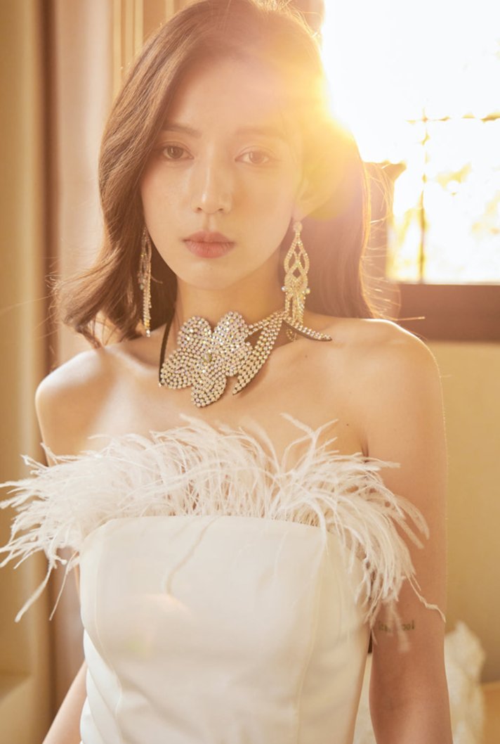 DOLLY Elegant Off Shoulder Feather Tube Top Long Slit Banquet Dress-GALE