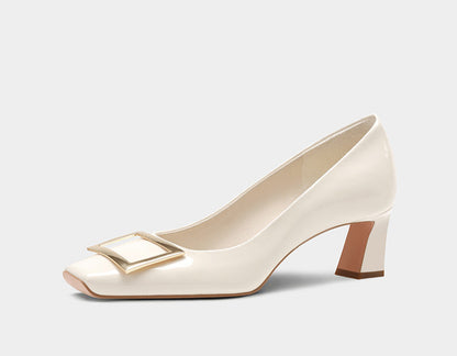 Pjjuu French r Square Toe v Block Heels - EASY