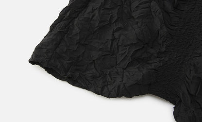 ZHUCHONGYUN light wrinkle buttoned black jacket-ROU.