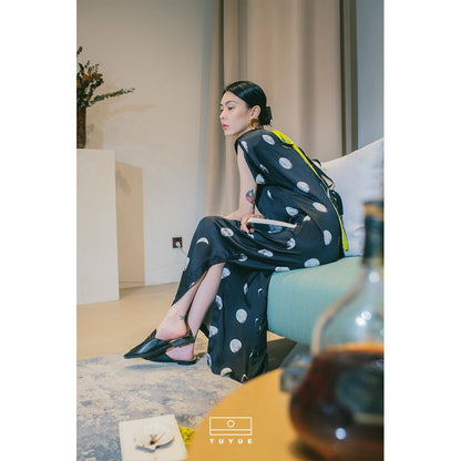 TUYUE black moon print resort dress- PRIYA