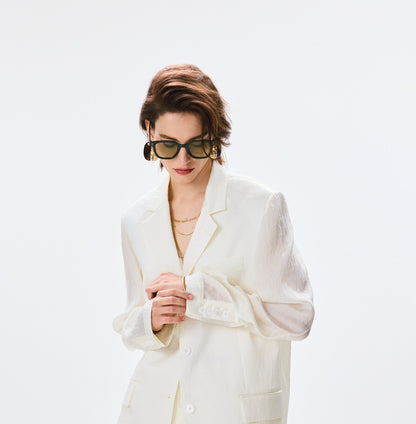 ANNASPEAK pearl gloss texture suit drawstring shorts-GRANS.