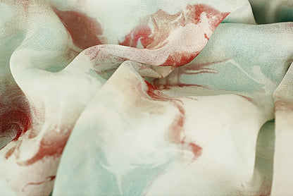 HECO Chinese V-neck camisole chiffon print long dress - BUSE.