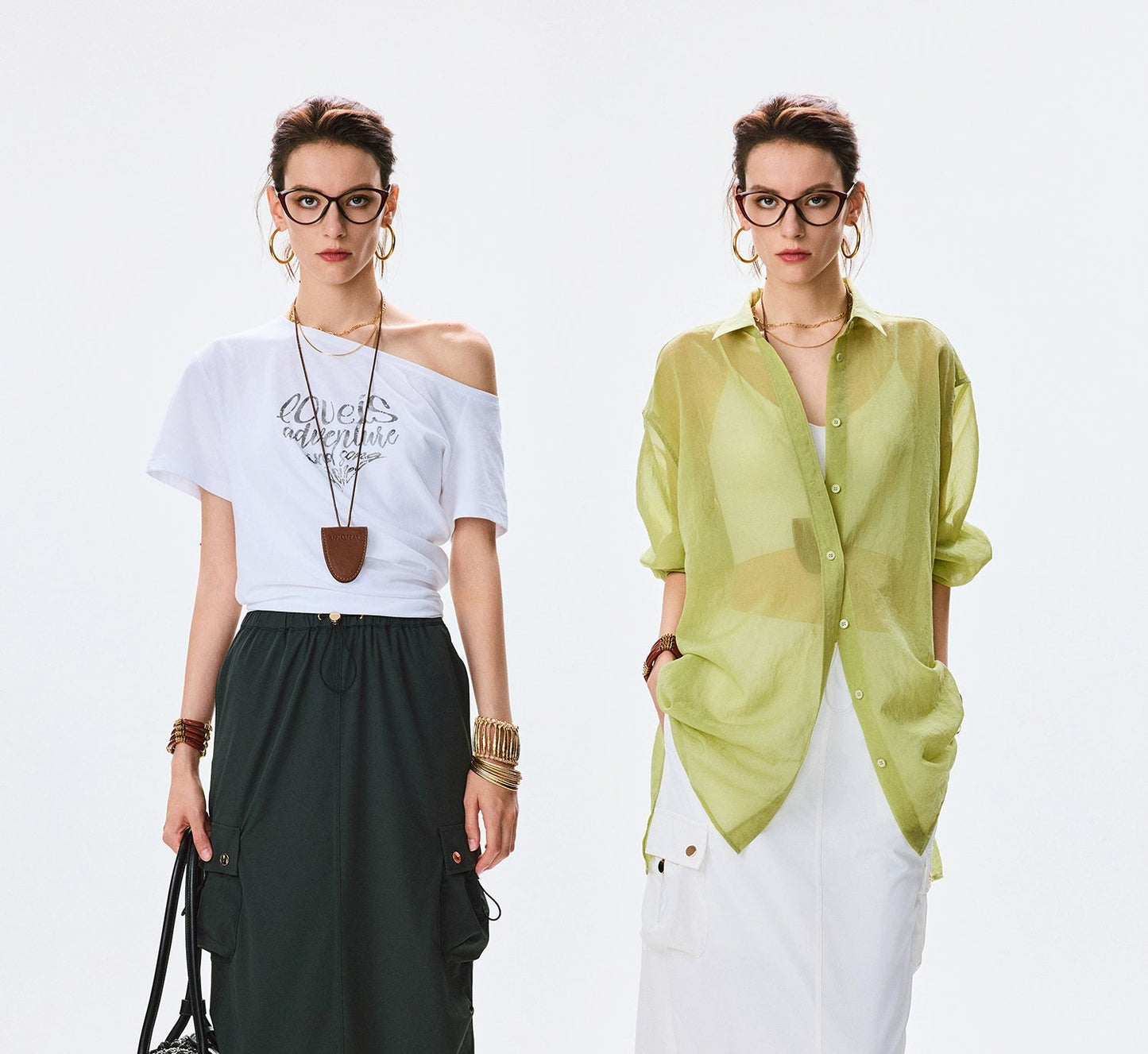 ANNASPEAK CLEANFIT Summer Cool Slit Cargo Long Skirt Drawstring Slim Skirt-OKA.
