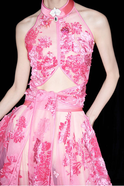 M essential Ma Kai designer falling flower embroidery nail bead lace-up top - PACK.