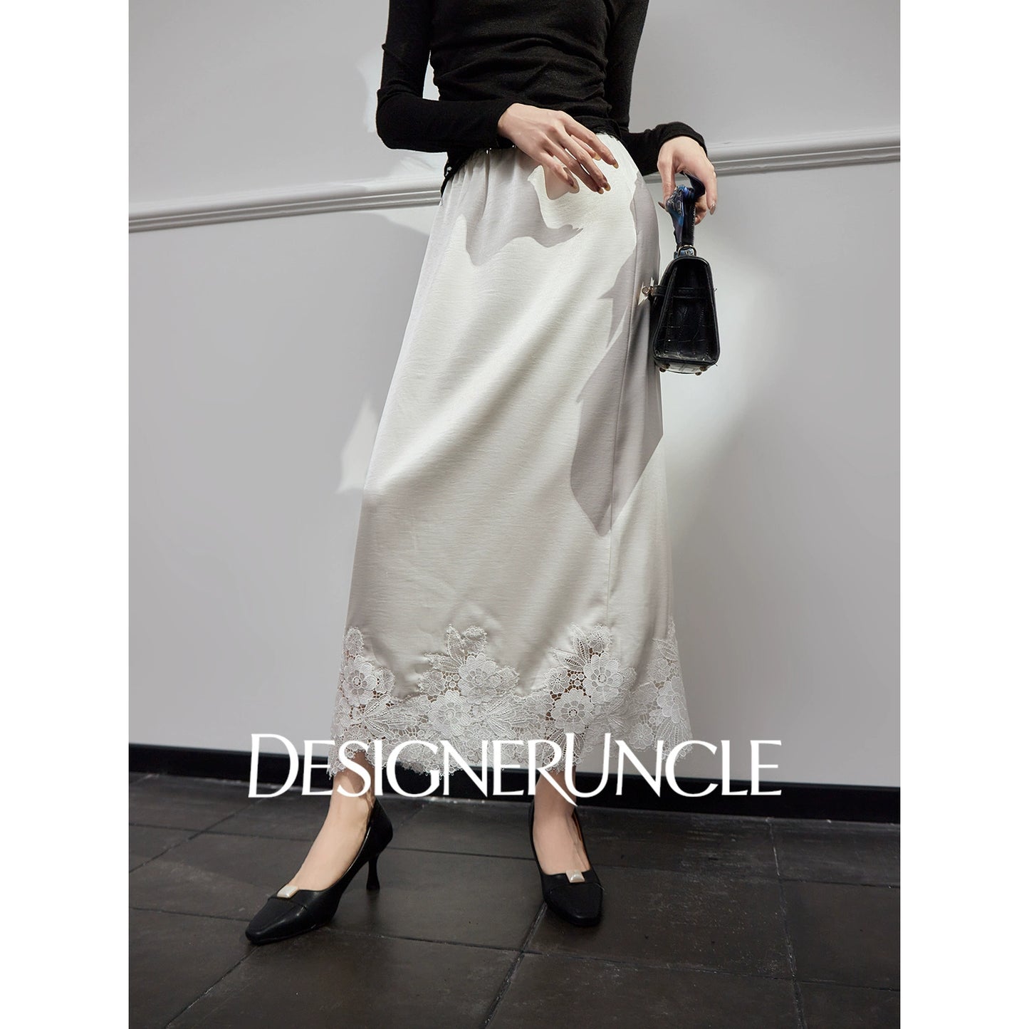 DGU new light luxury lace splicing embroidery niche slimming design elegant temperament - FLOW ?.