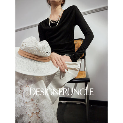 DGU new light luxury lace splicing embroidery niche slimming design elegant temperament - FLOW ?.