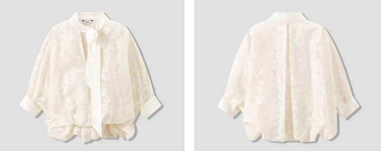 COMME MOI sexy silk embroidered blouse top - MARK.