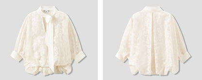 COMME MOI sexy silk embroidered blouse top - MARK.