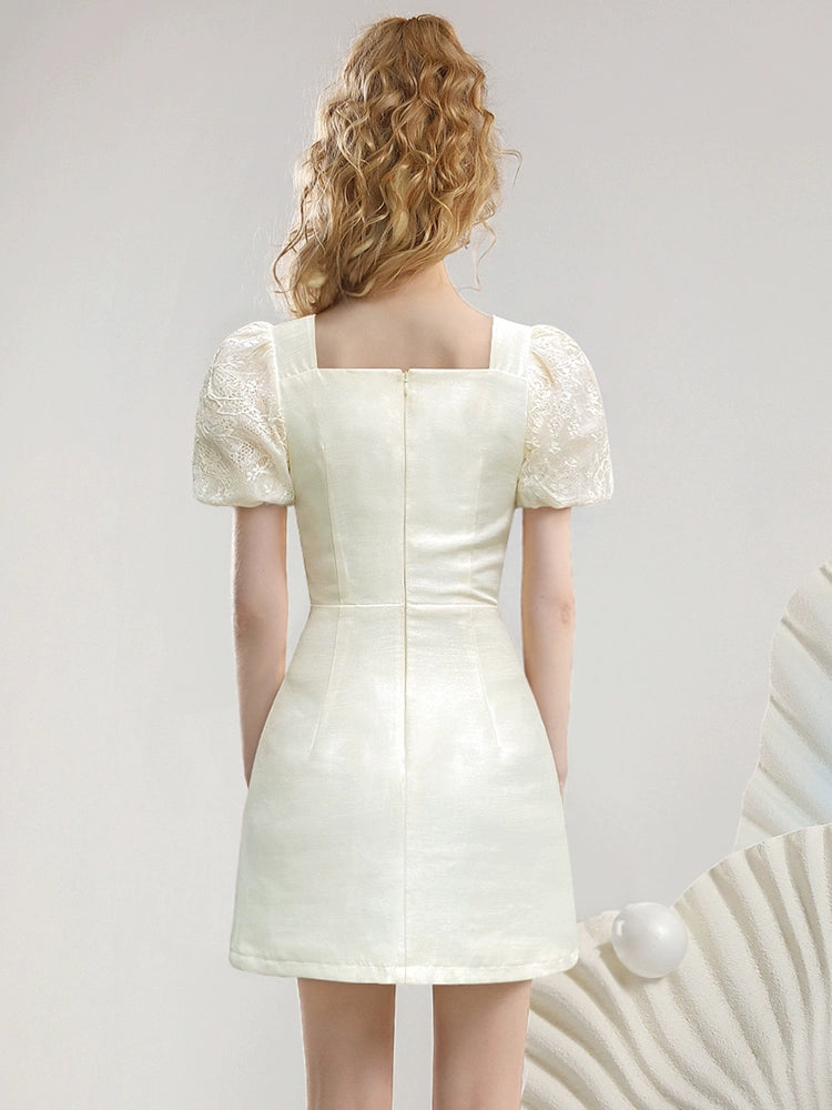 CHECOCRE Elegant Three-dimensional Bow Lace Sequin Dress - SINCERE