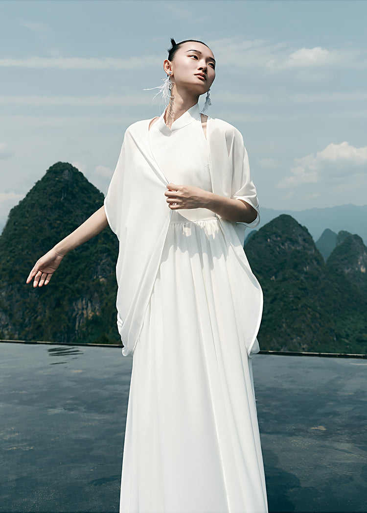 HECO Chinese Slightly Transparent Flowing Shawl Outer Jacket Fairy cape top - TRUST.