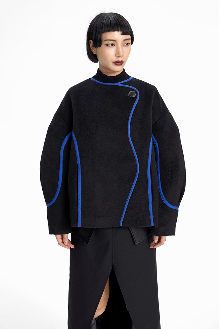 TINY IN Line Cropped Tweed Women's Black Jacket - KENCHO