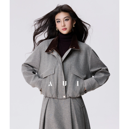 AUI short sleeved knitted sweater base shirt - JUNE.