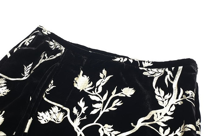 ZHUCHONGYUN Chinese nail bead stamped suede skirt--KEIGO.