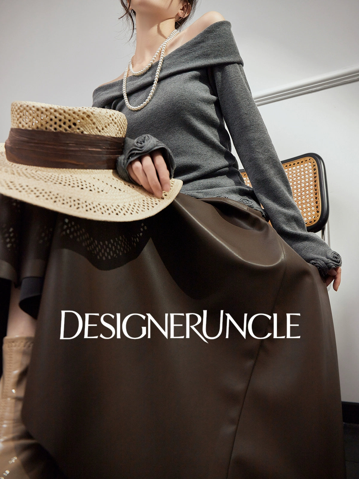 DGU|Gray Knitted Sweater Niche Long-Sleeved Top  - GLORY.