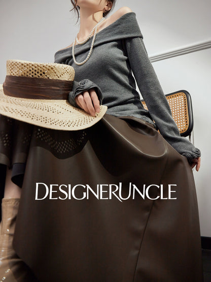 DGU|Gray Knitted Sweater Niche Long-Sleeved Top  - GLORY.