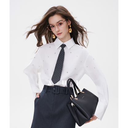 AUI Gray Striped High Intelligence Suit Wide-leg Temperament Loose Pants - Ji-woo