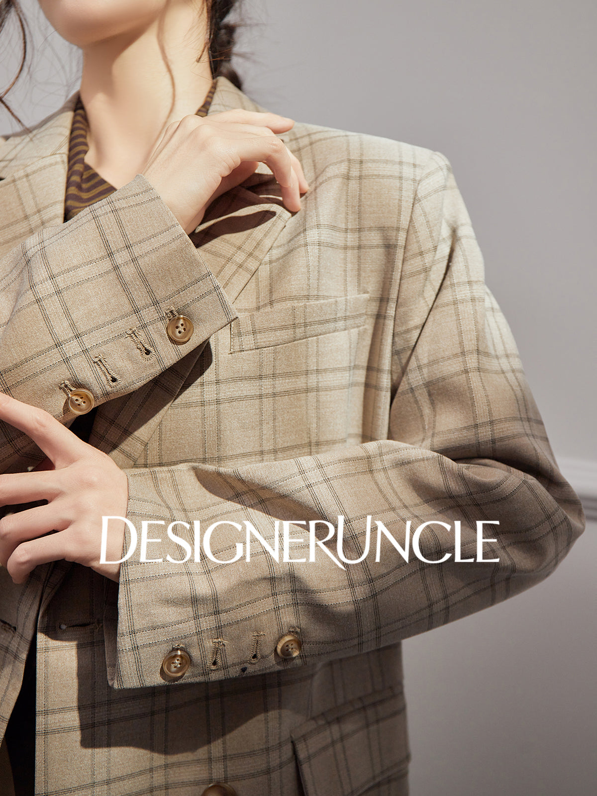 DGU|Khaki blazer new high-end niche retro trendy casual suit - JOY.