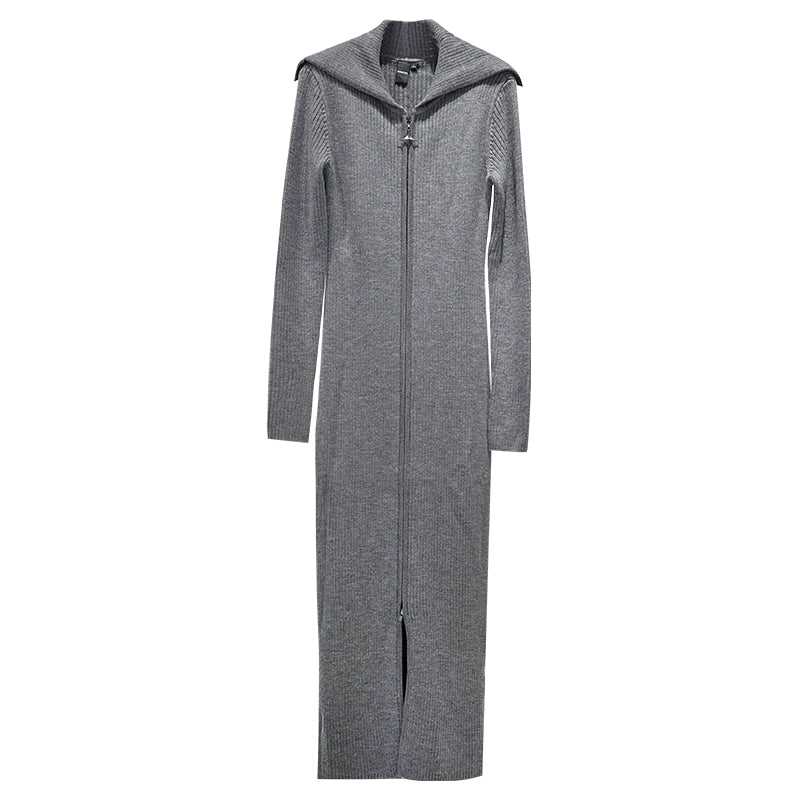 ANNAKIKI high neck long-sleeve wool long dress- JOHAN.