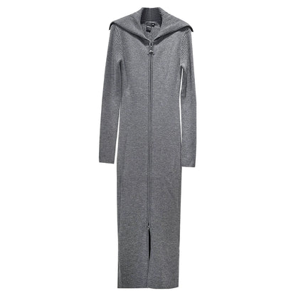 ANNAKIKI high neck long-sleeve wool long dress- JOHAN.