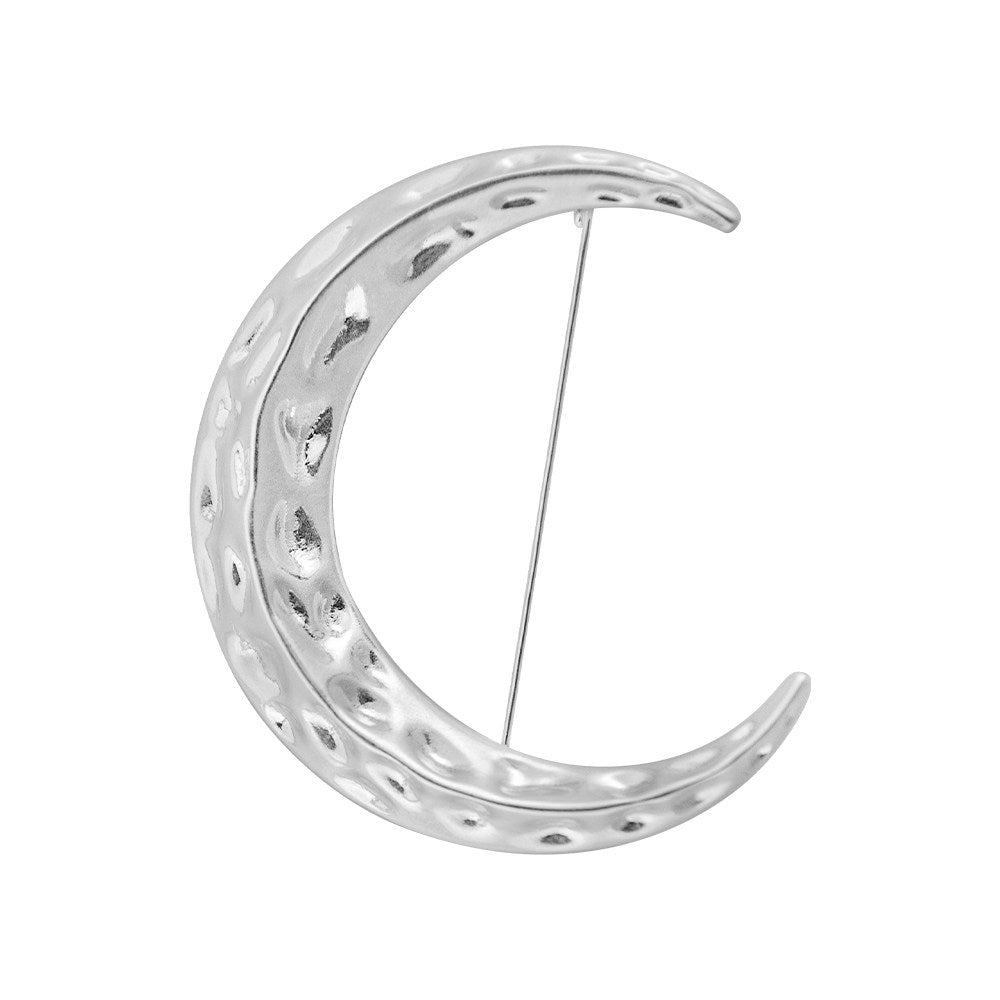 TUYUE brass silver plating big moon texture handmade brooch- LANCELOT.