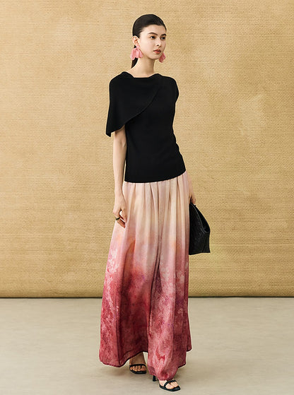 HECO Chinese temperament asymmetrical floating collar sleeveless base knit sweater - QUER.