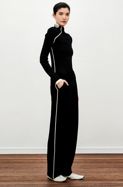 ZHUCHONGYUN Simple black slim knit top-SPIEGEL.