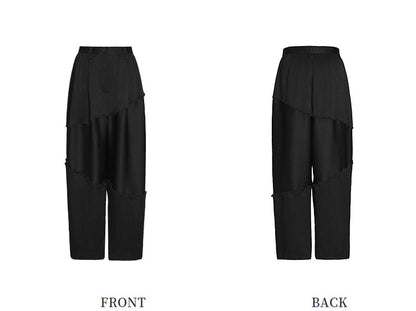 ZHUCHONGYUN black pleated three-dimensional divider tapered trousers-HYSE.