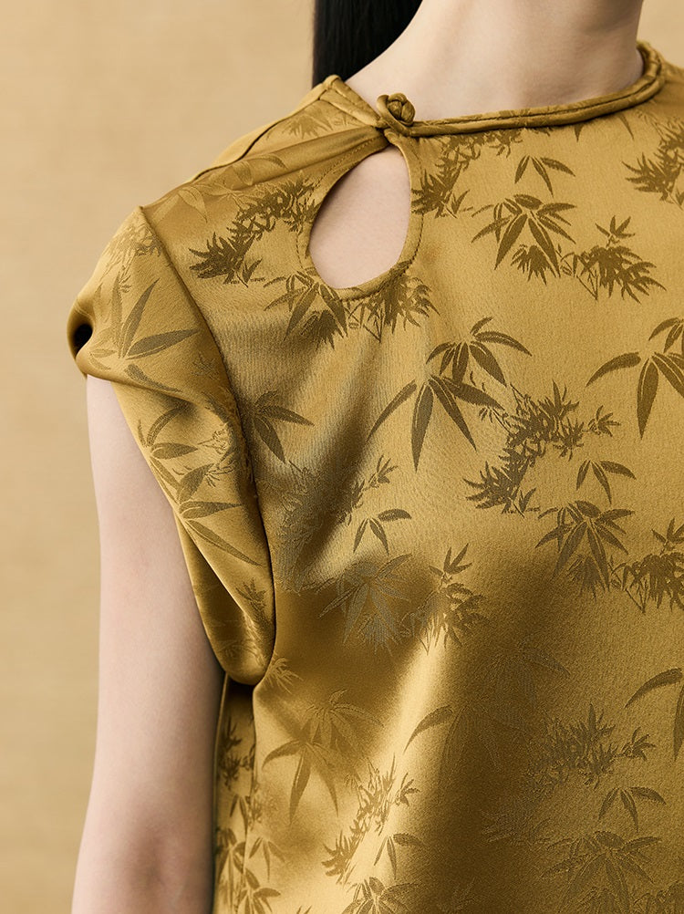 HECO Chinese Acetate Fugui Buckle Short Sleeve T-Shirt - CLOVE.