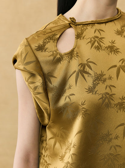 HECO Chinese Acetate Fugui Buckle Short Sleeve T-Shirt - CLOVE.