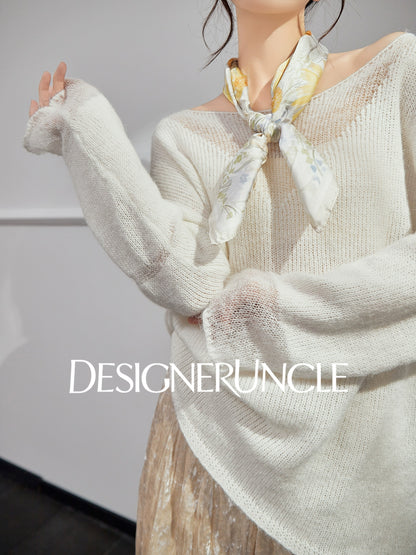DGU "Soft Light"women's sweater loose and versatile shows thin and lazy knitted jacket - CREW.