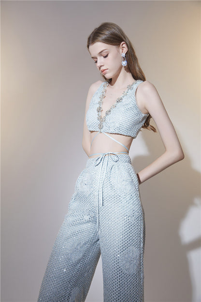 Wardrobes by Chen Elegant Diamond Silver-Gray Fur Collar Long Winter Jacket-Jam