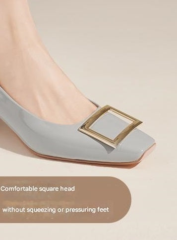 Pjjuu French r Square Toe v Block Heels - EASY