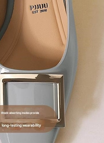 Pjjuu French r Square Toe v Block Heels - EASY