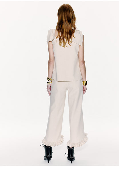 ATELIER MISS LU Genuine Hem Multilayer Rolled Straight Cropped Pants - JONAS