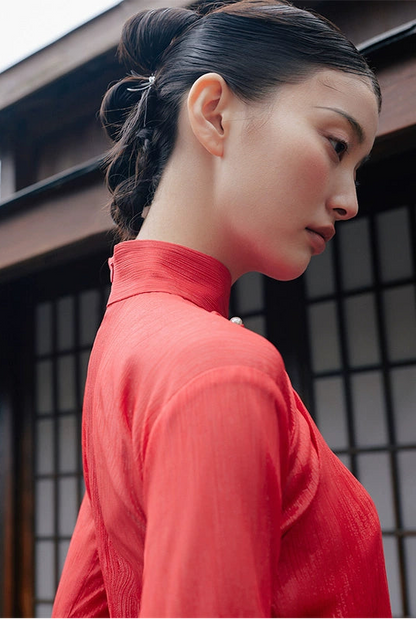 GOUDIN Engagement long-sleeved red dress-RIX.