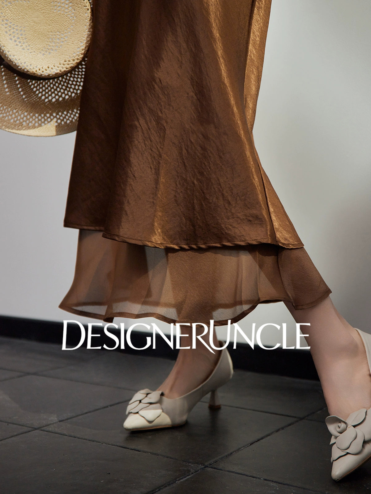 DGU "Yelan" high-waisted black mid-length skirt - HUNTIX.