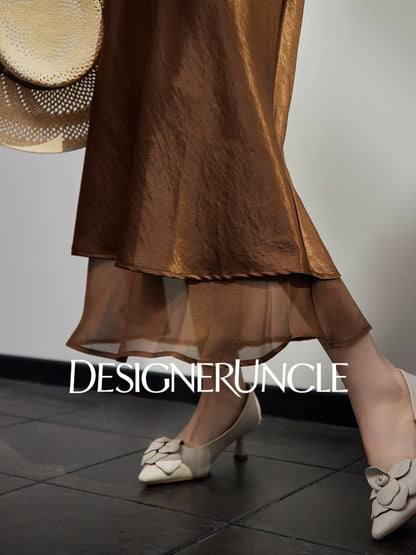 DGU "Yelan" high-waisted black mid-length skirt - HUNTIX.