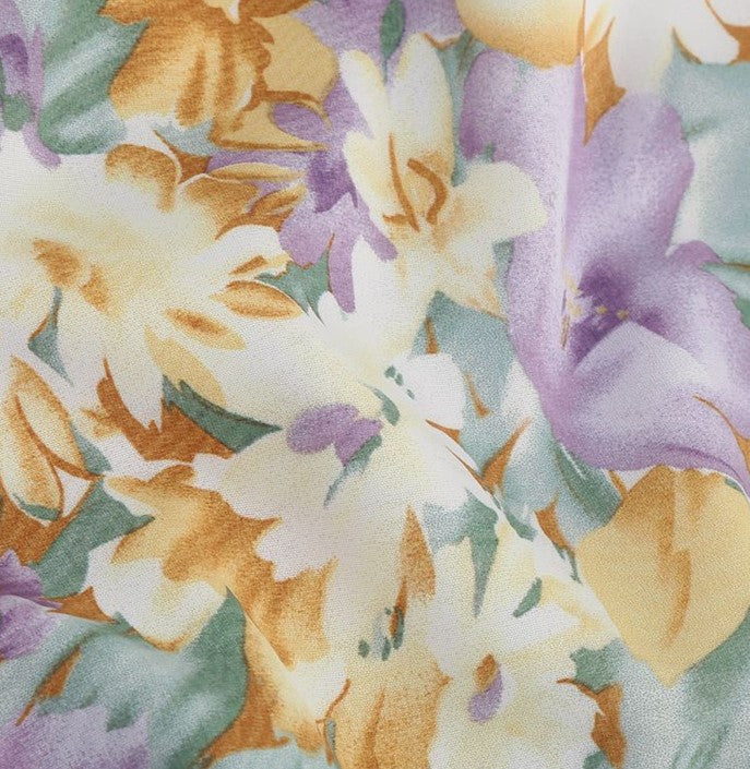 DOLLY Elegant Slant Collar Long Puff Sleeve Hollow Irregular Ruffled Hem Dress-KIERA