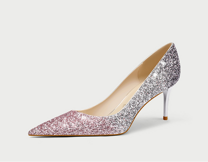 Pjjuu women's ballet flat  mid-heel kitten pointed toe wedding bridal pumps Shoes  - THRONE